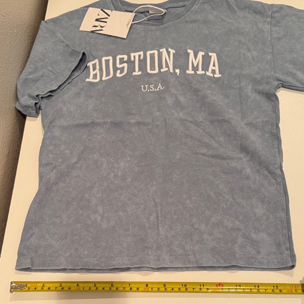 ZARA Kids sz 9-10 Blue Boston MA T-Shirt NWT